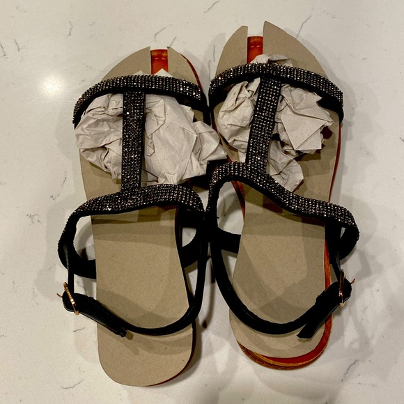 Sandals - Black with Sparkling accentπ€π€π€ - Picture 3 of 7